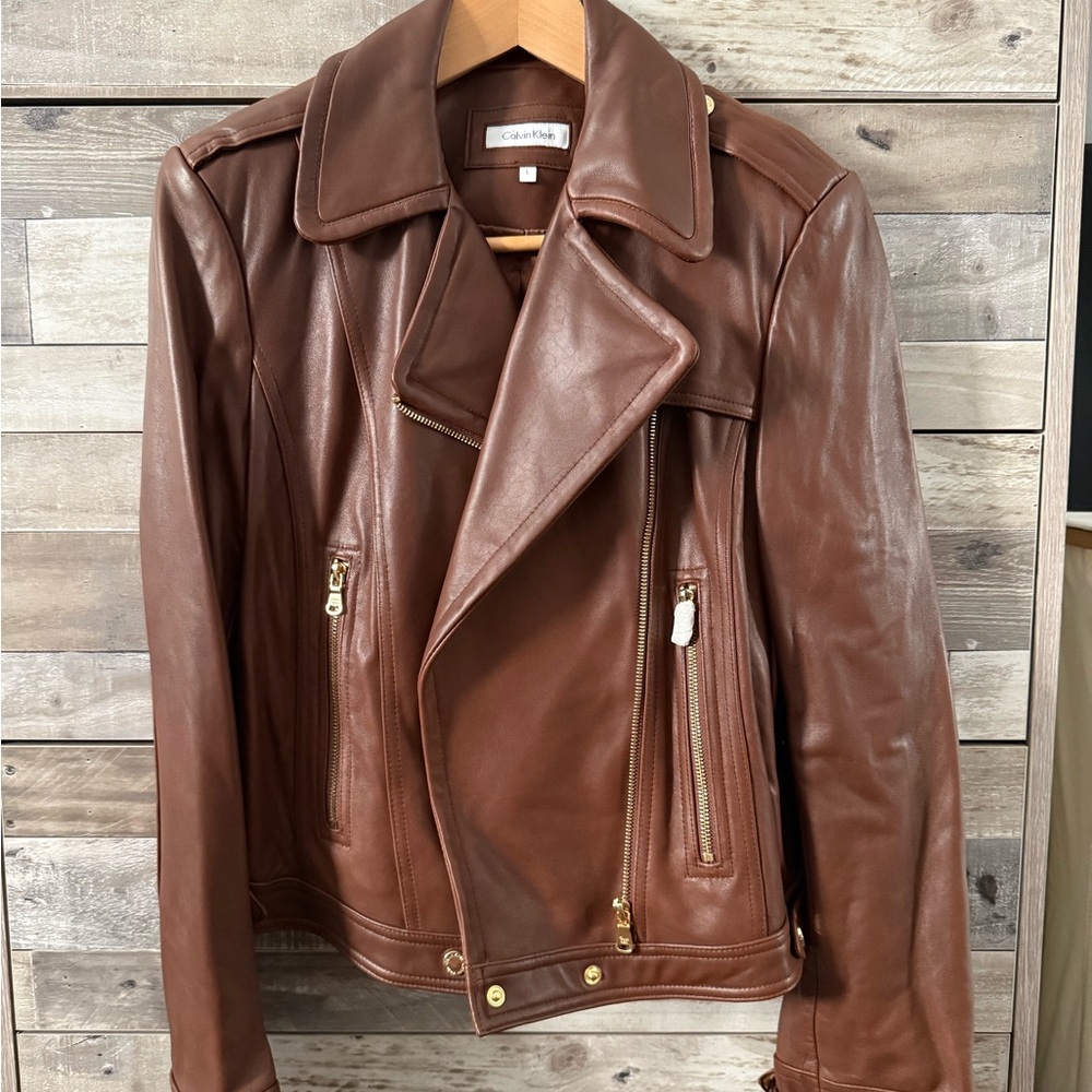 * SOLD* Calvin Klein Rich Brown Leather Jacket